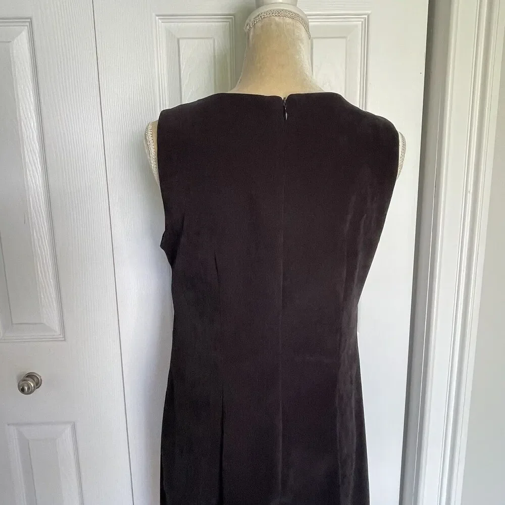 Vintage 90's Vision Apparel Black Dress Womens Size 8 Faux Suede Sleeveless - Picture 8 of 16
